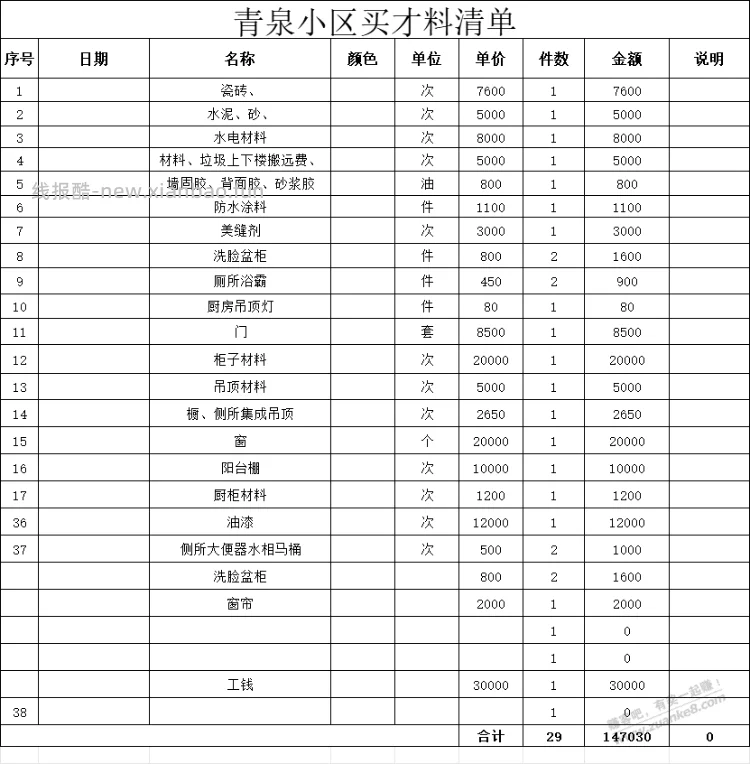 家里房子要装修了，来了一份报价单了，专业的老哥帮忙参考一下…… - 线报酷