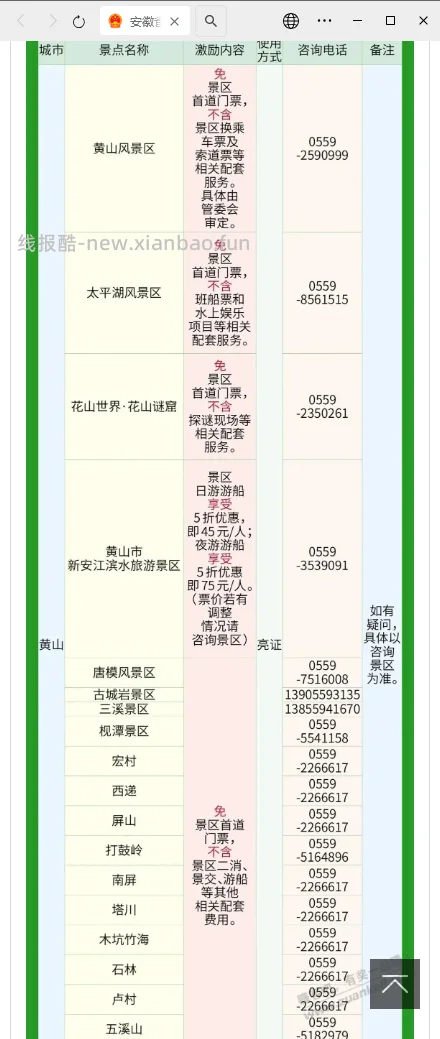 凭证免费游黄山20个经典  价值上千 - 线报酷