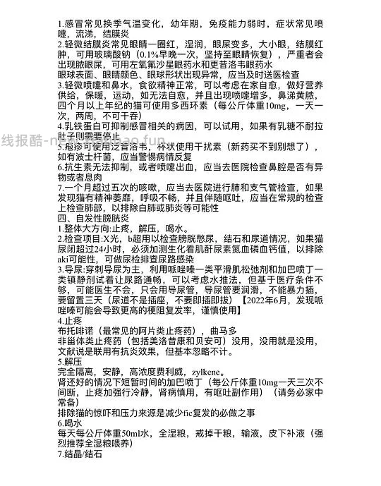 讨论/【科普】拌匀猫常见病判断➕药物：呕吐/腹泻/感冒/膀胱炎/皮肤/便秘/关节 - 线报酷