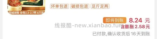 大闸蟹纯母6只大概42-45（2.3-2.7两） - 线报酷